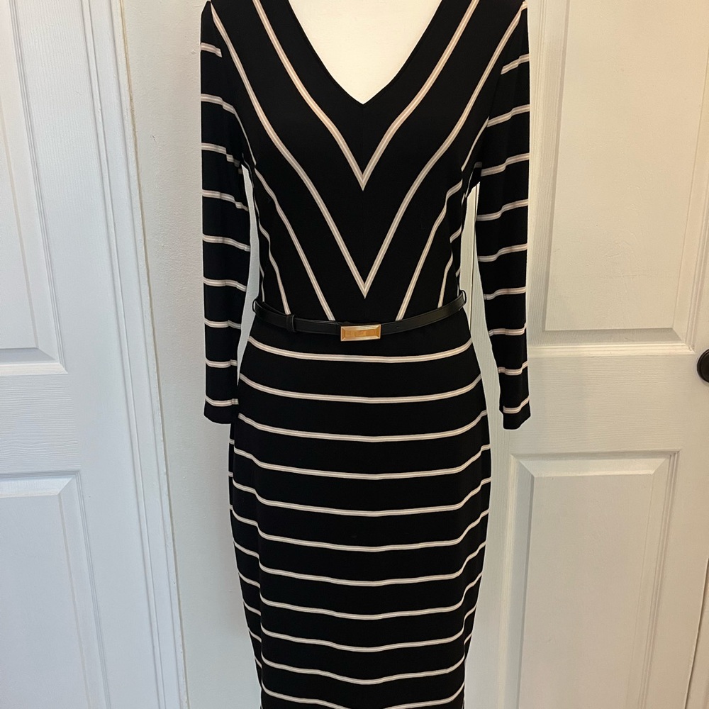 WHBM StripedV-Neck Dress